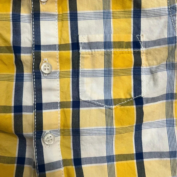 Mayoral Boy’s Yellow and Blue Plaid Short Sleeve Button Down Shirt - Picture 4 of 5